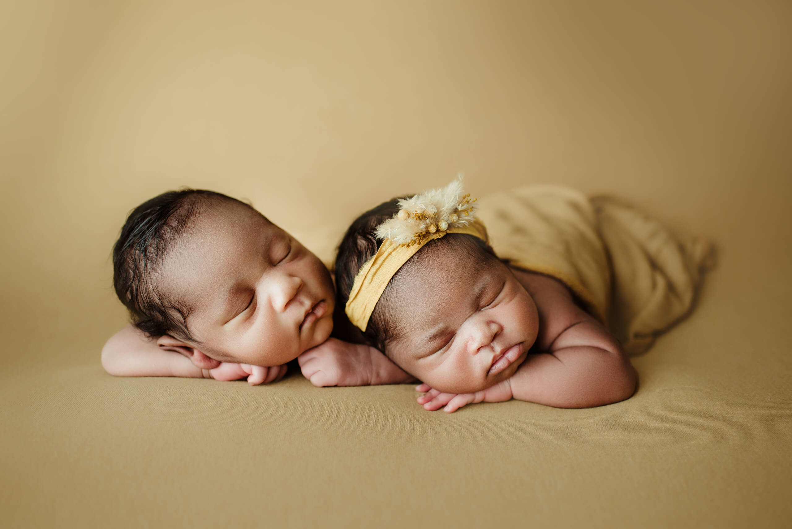 Newborn photography in Seattle, WA. A timeless portrait of newborn twins sleeping.