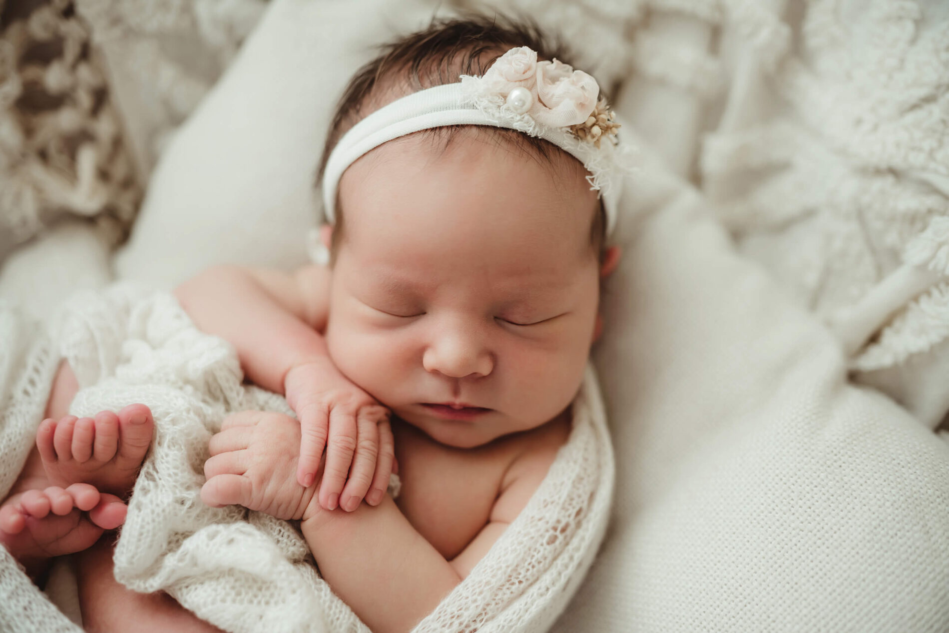 Close-up of a newborn's face