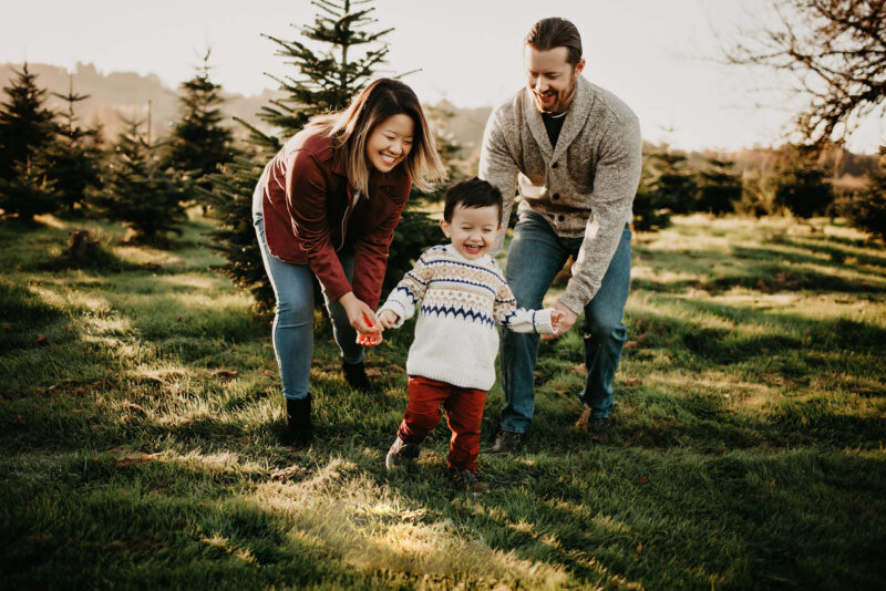 Browse Free HD Images of Family Decorating Christmas Tree Portrait