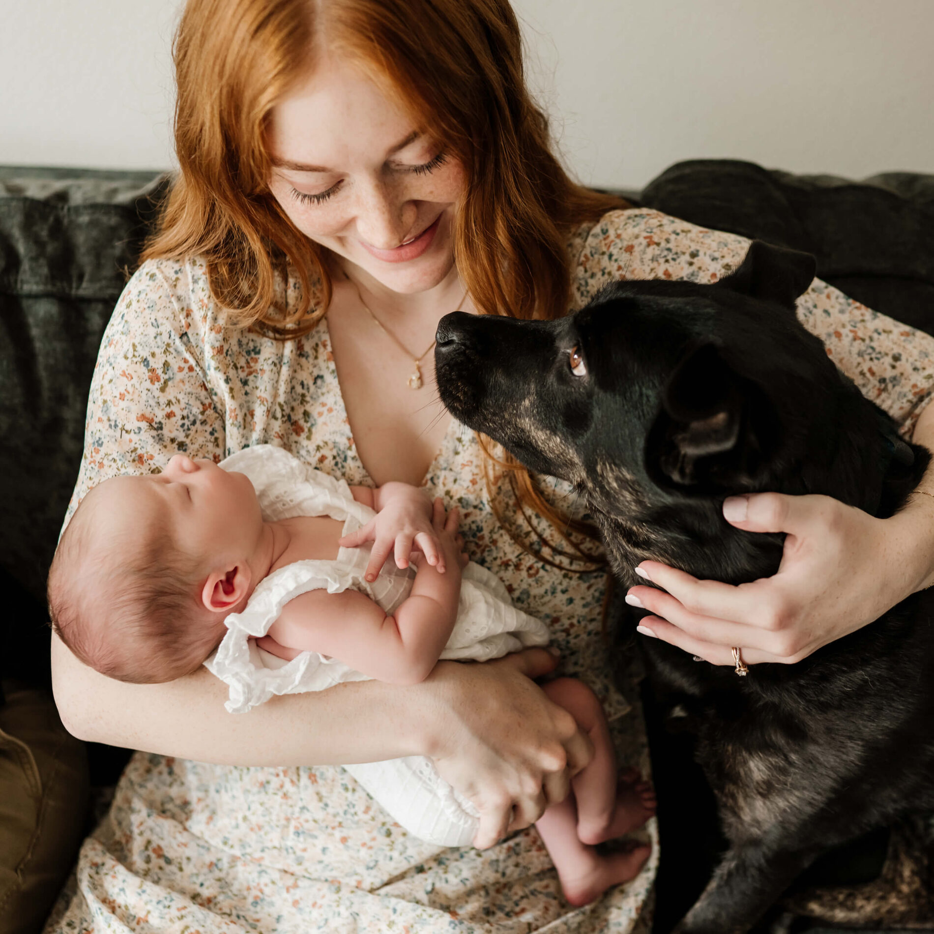 What mom and baby girl should wear during in home newborn photo shoot