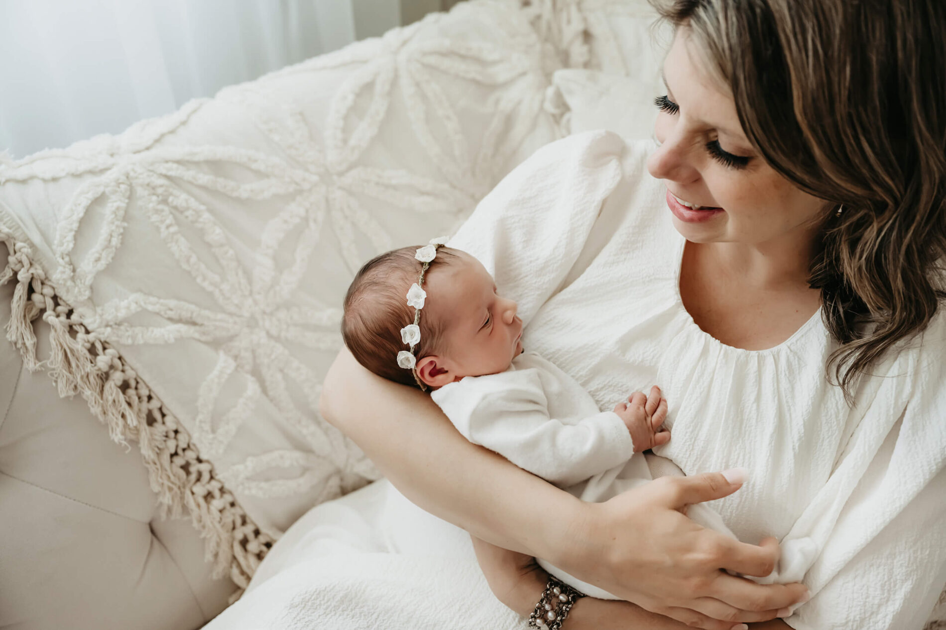 Newborn photography of baby girl with mom