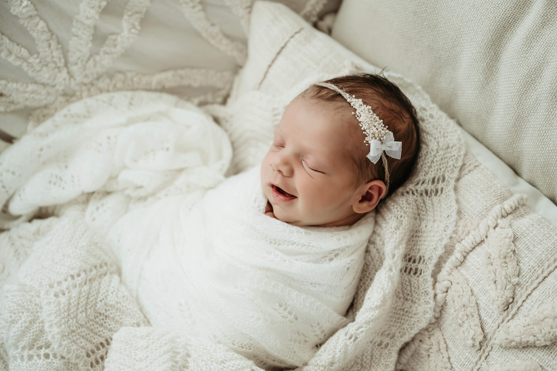 A moment during family newborn photo shoot