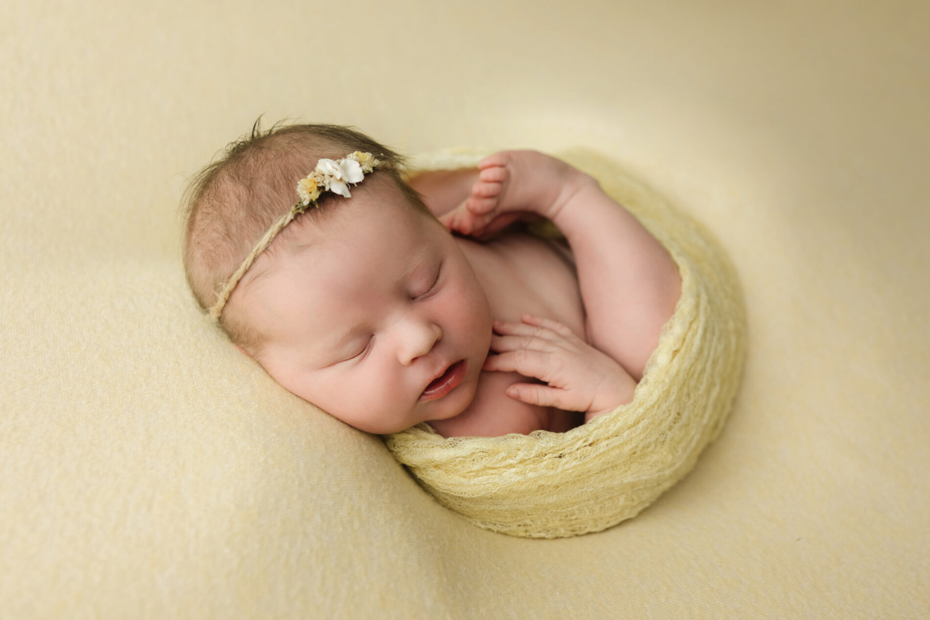 Baby girl during newborn photo shoot