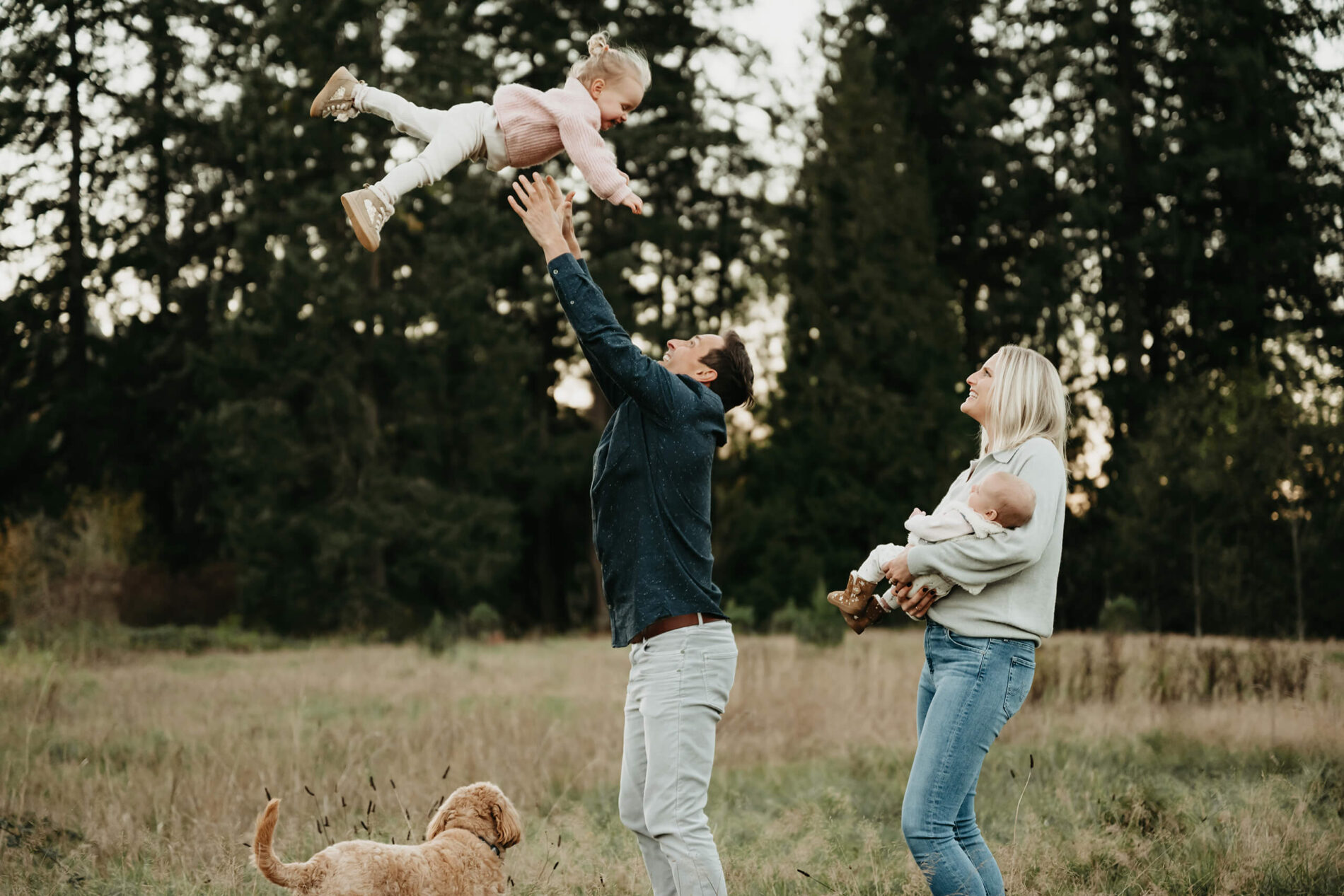 A moment during a family photo shoot in the Bellevue area