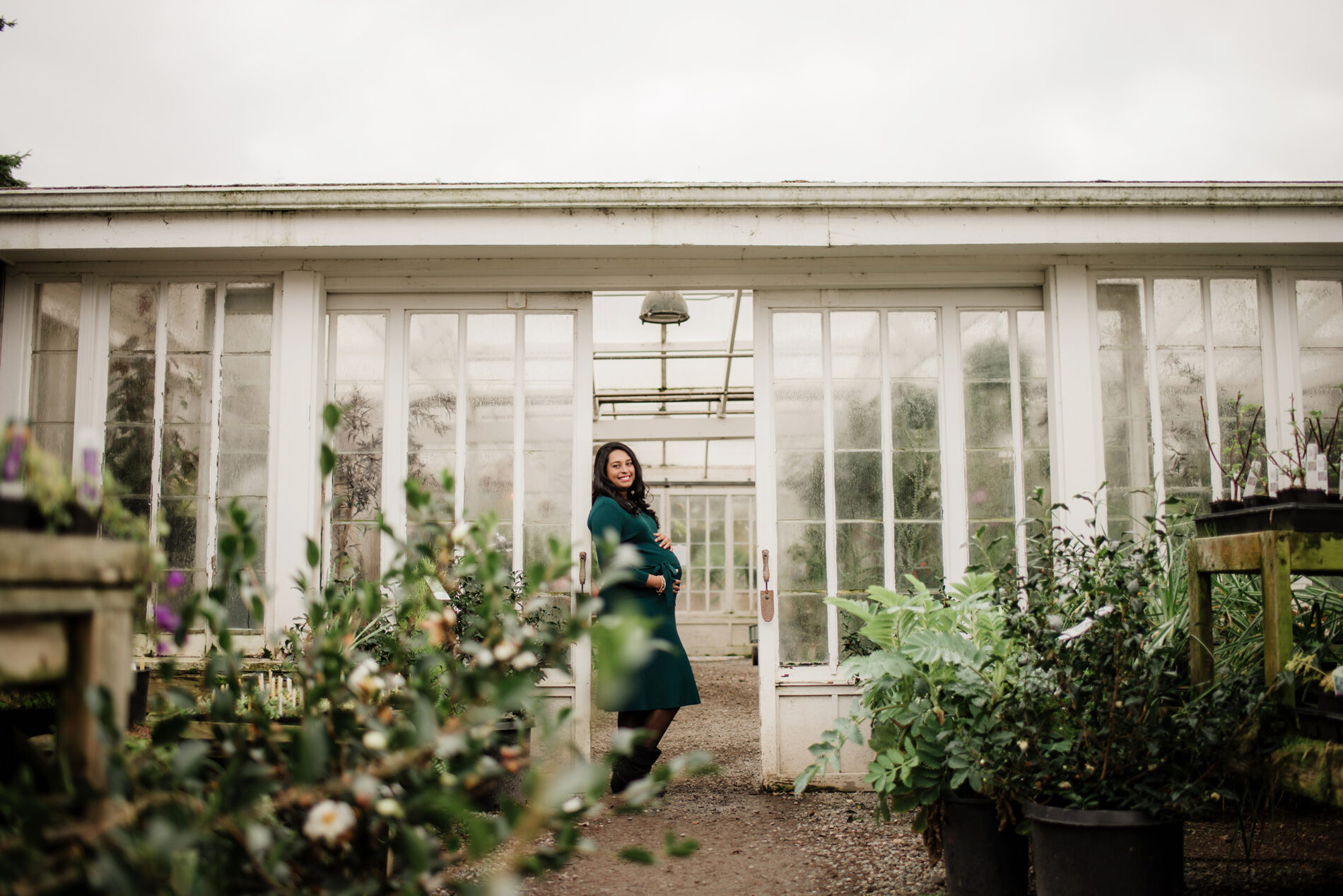 Winter maternity photo shoot idea in a nursery