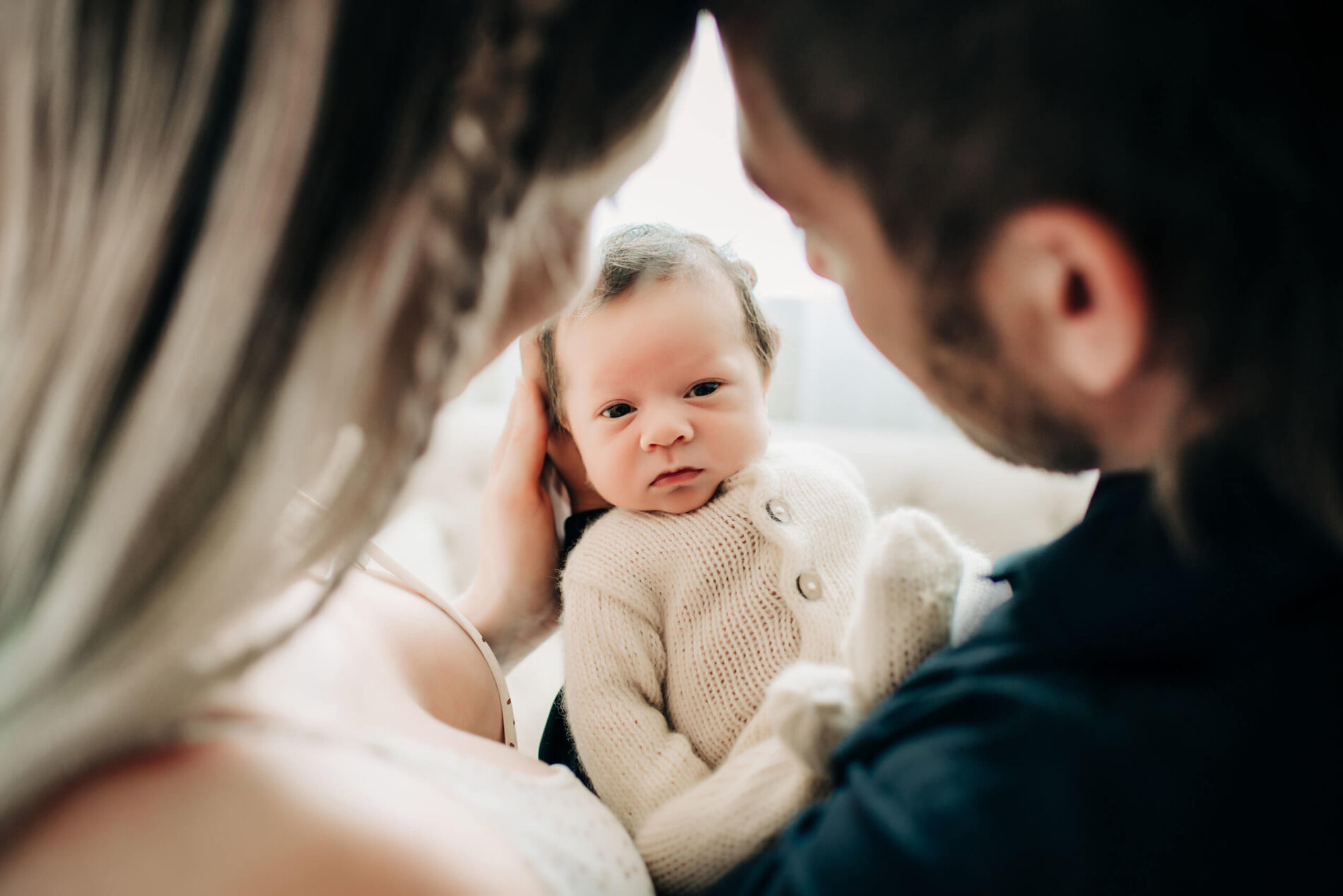 Seattle newborn photographer, unique newborn photo with parents