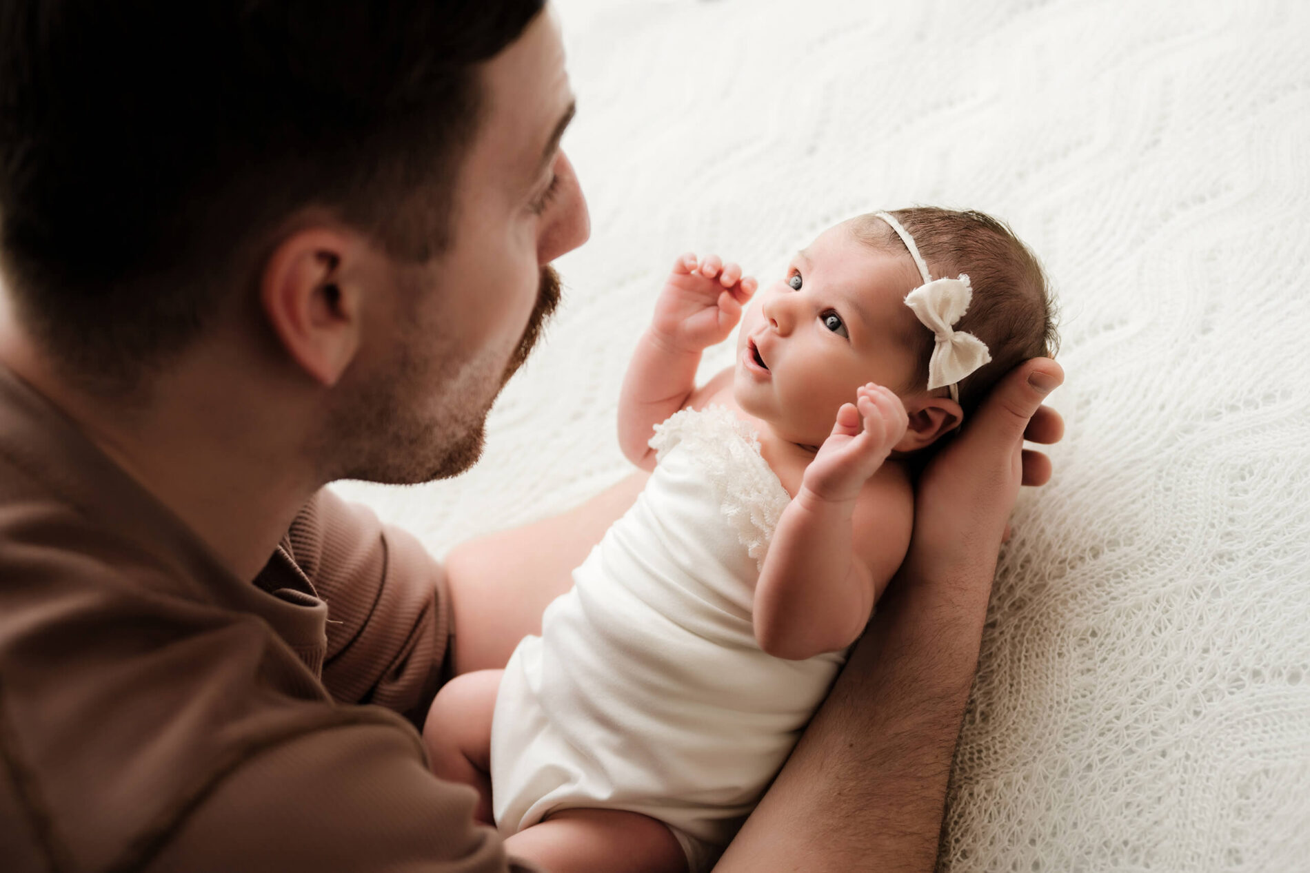 Seattle newborn photography, unique newborn photo idea with dad and baby girl