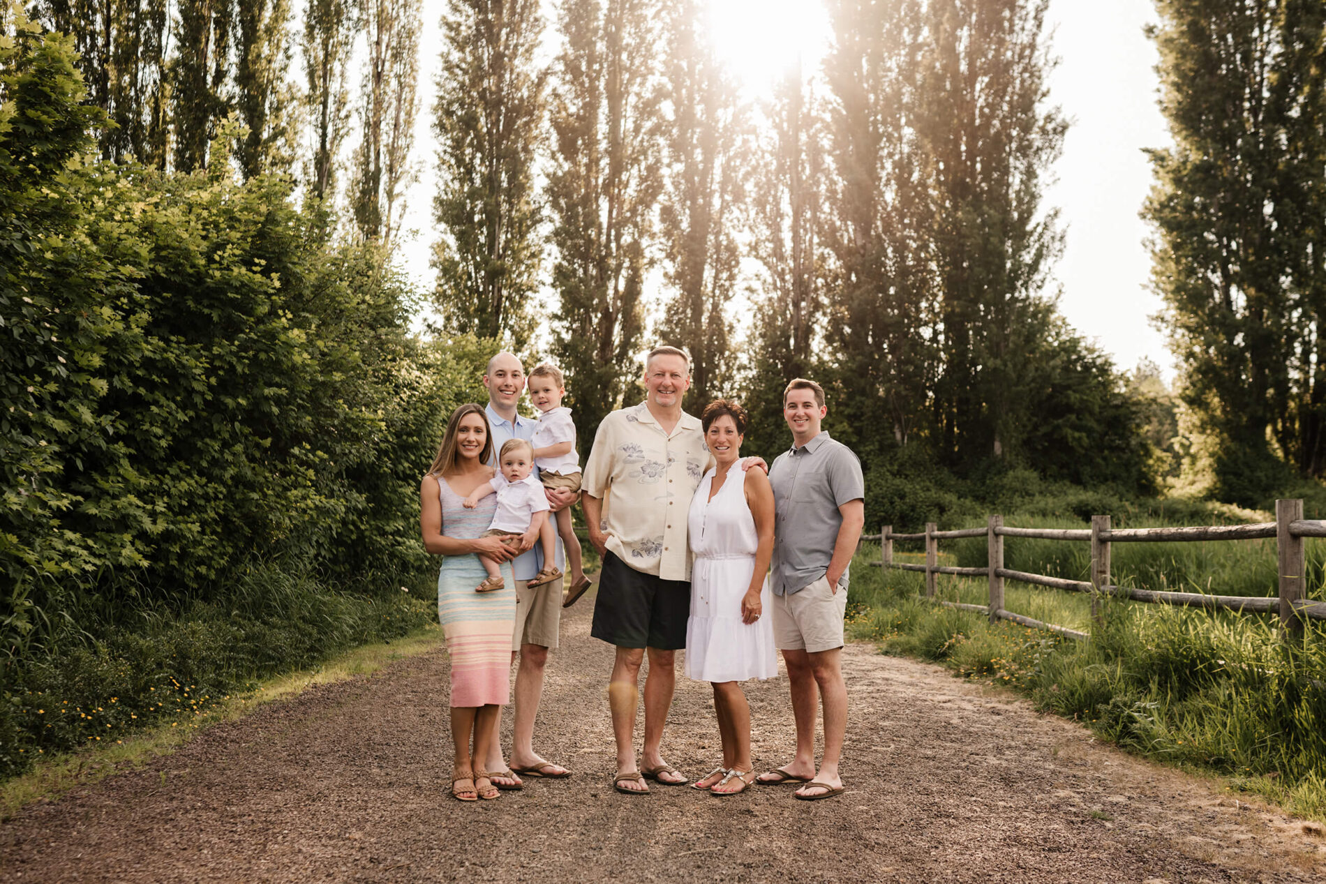 Family photographer posing a family during a multi-generational family photoshoot near Bellevue