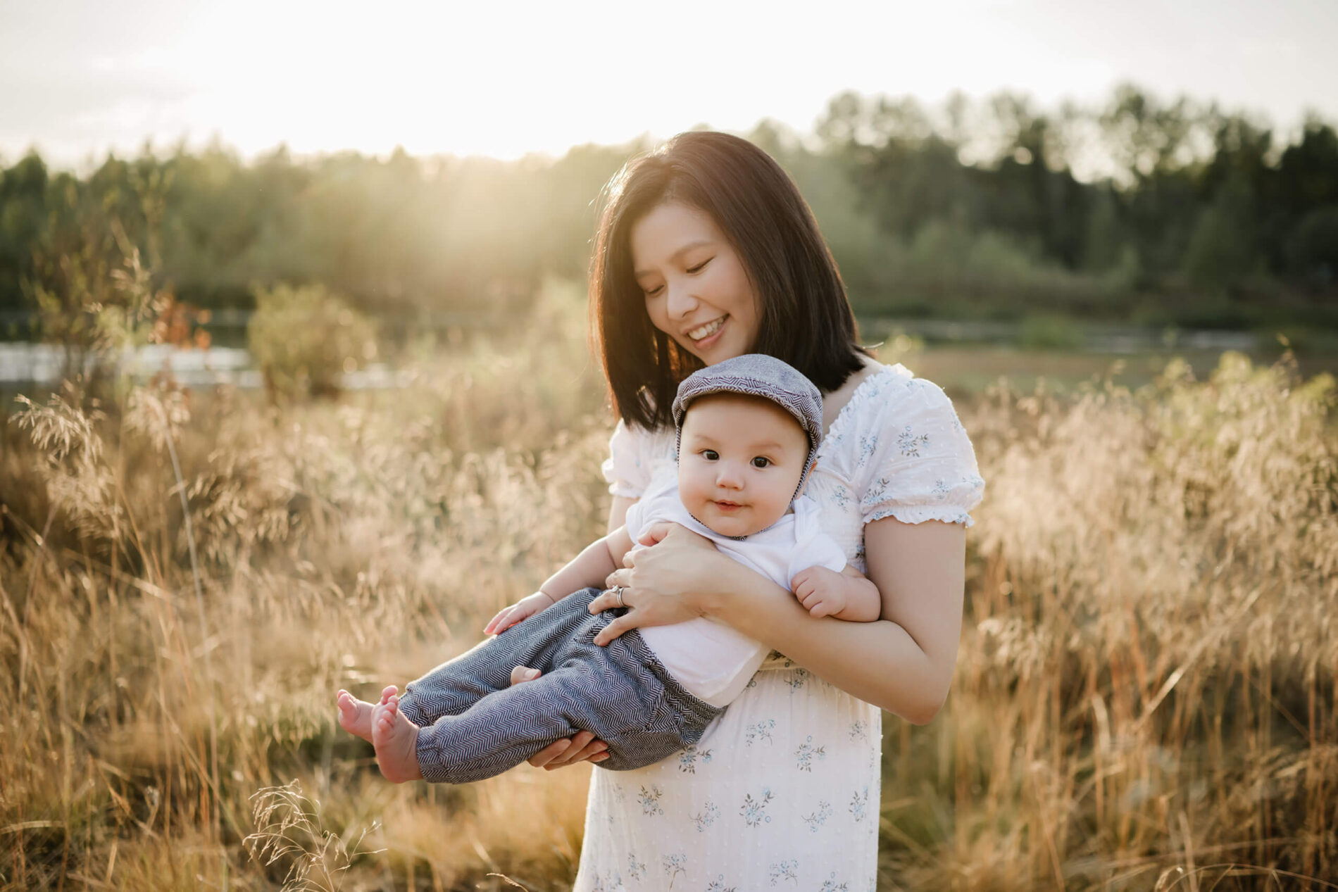 Candid family photography. A sweet moment between mom and her son during a photoshoot near Bellevue