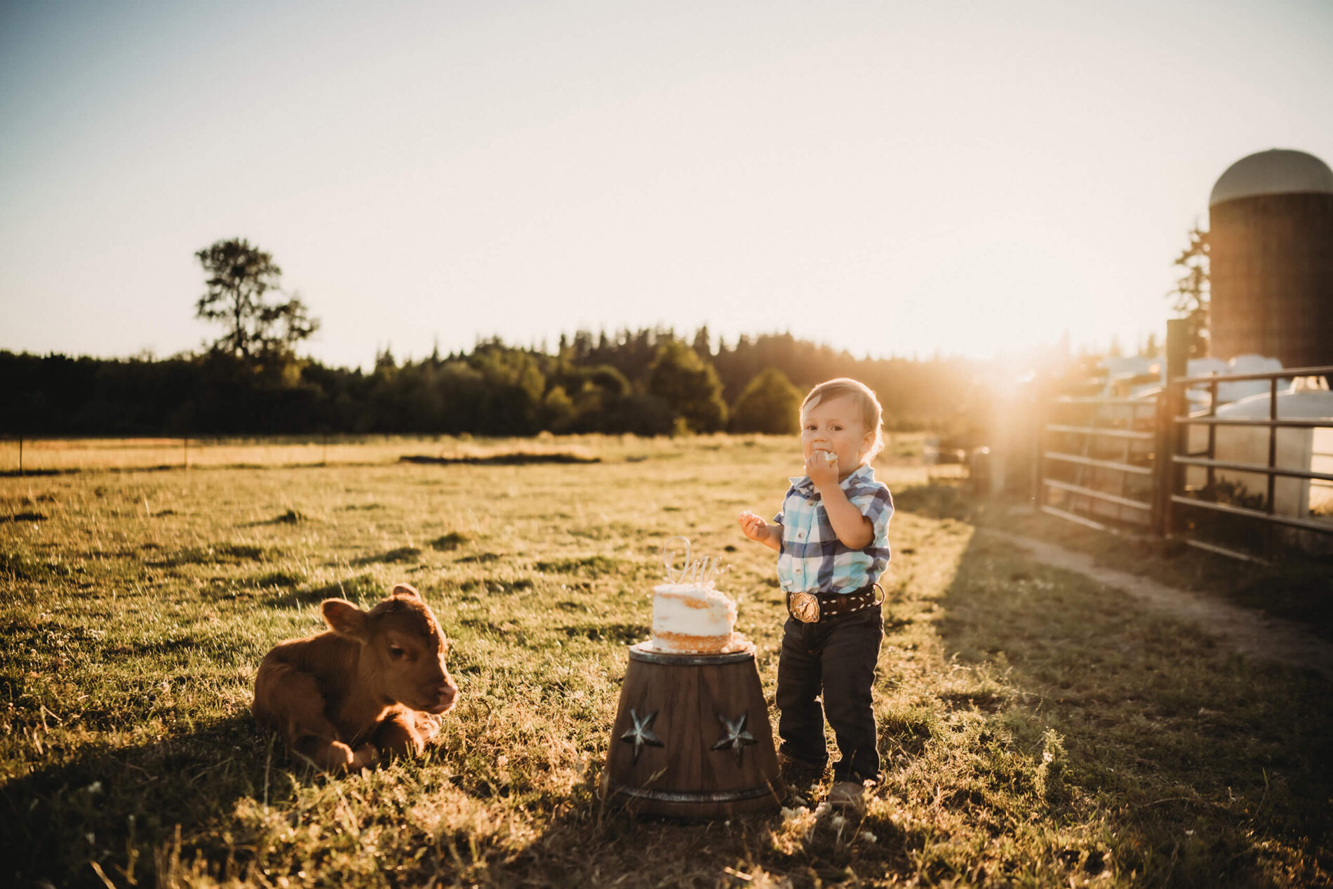 A moment during cake smash photoshoot in Seattle area