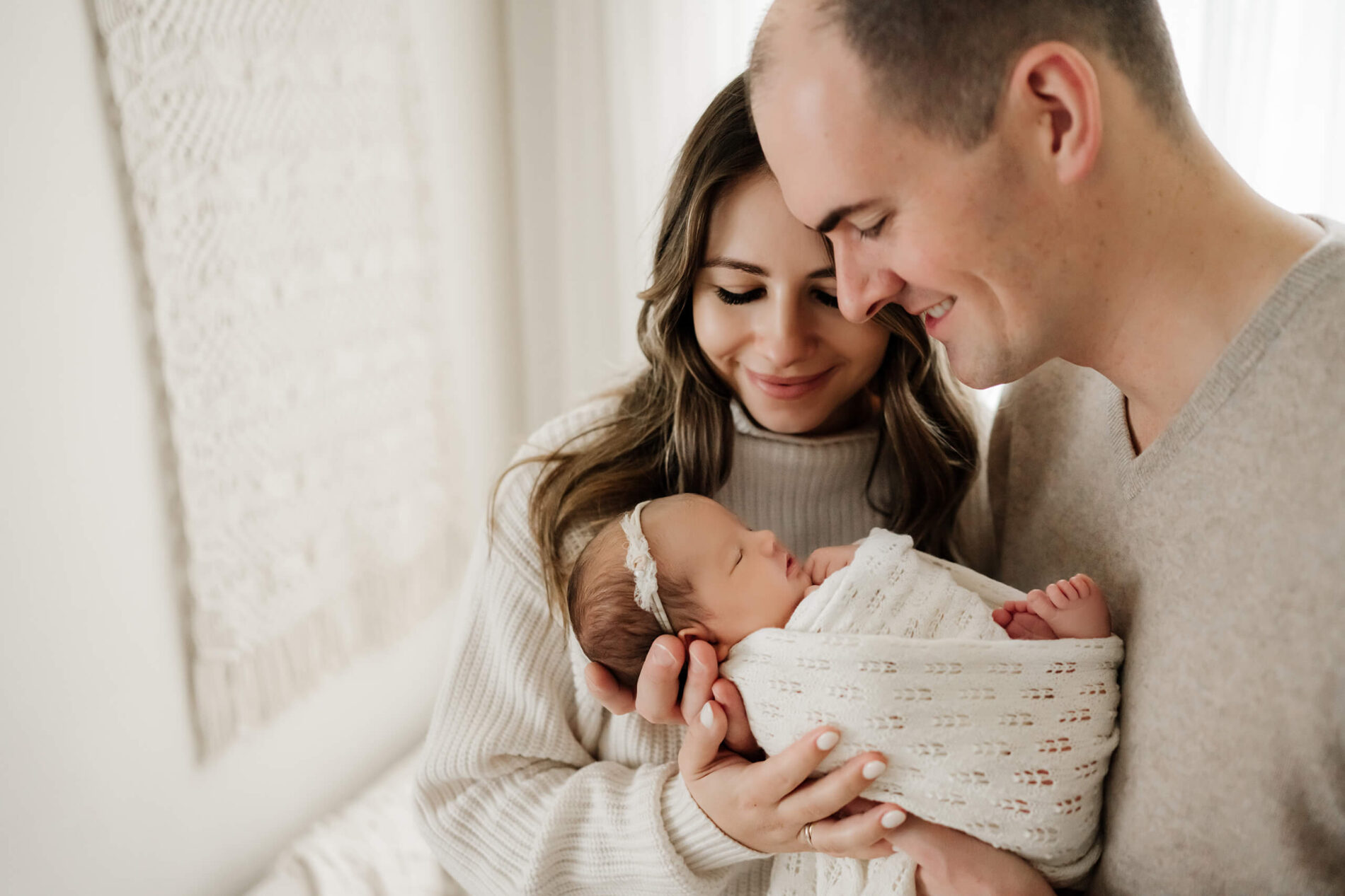 A moment during newborn photoshoot in my photography studio near Bothell WA