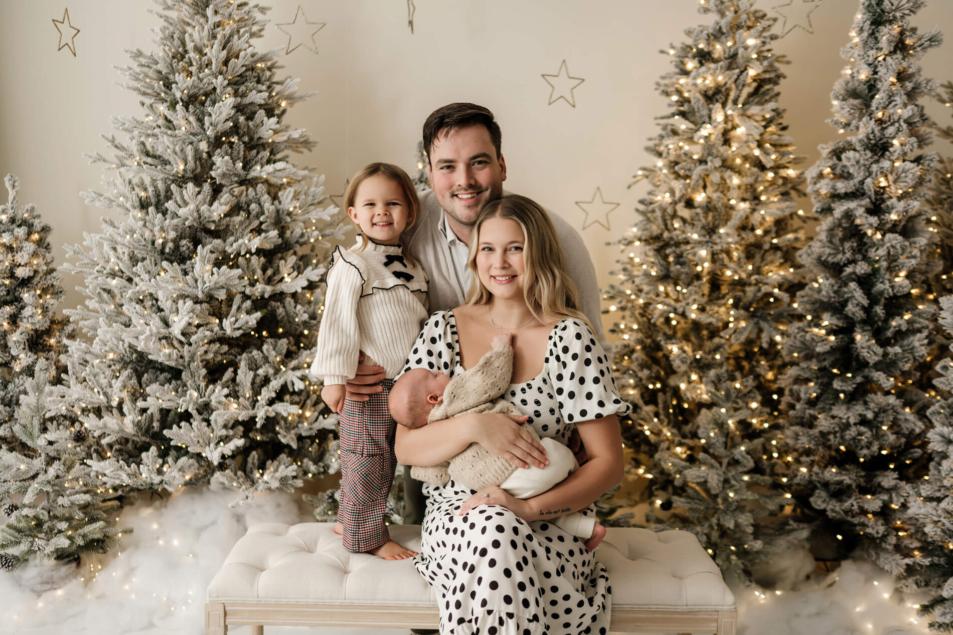 Cozy holiday photoshoot in a studio in Seattle