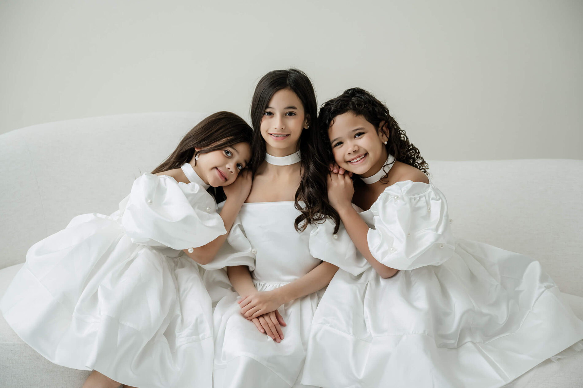 Children portrait posing during family photoshoot in a Kirkland studio