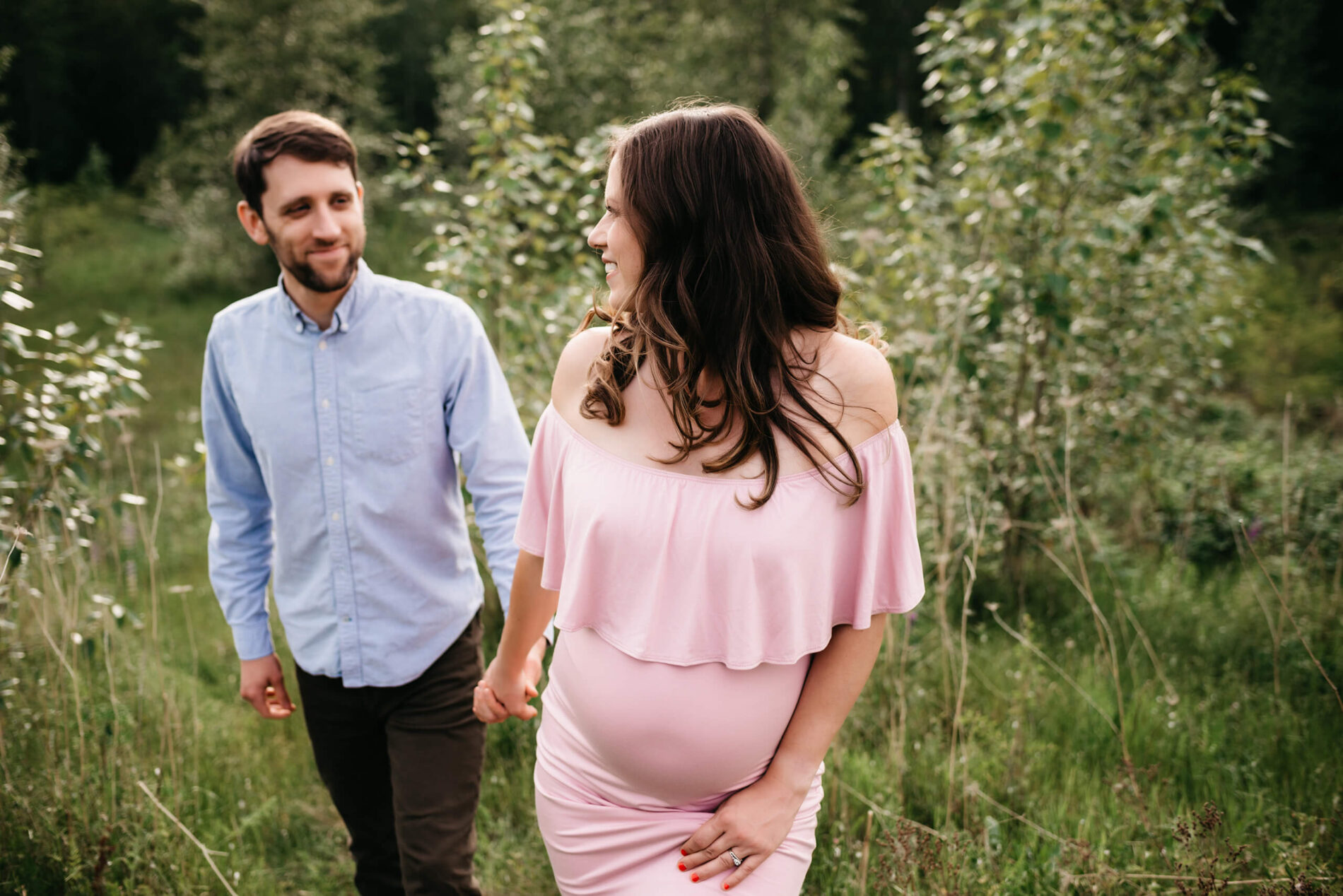 Couple photoshoot in a lupine field in Seattle
